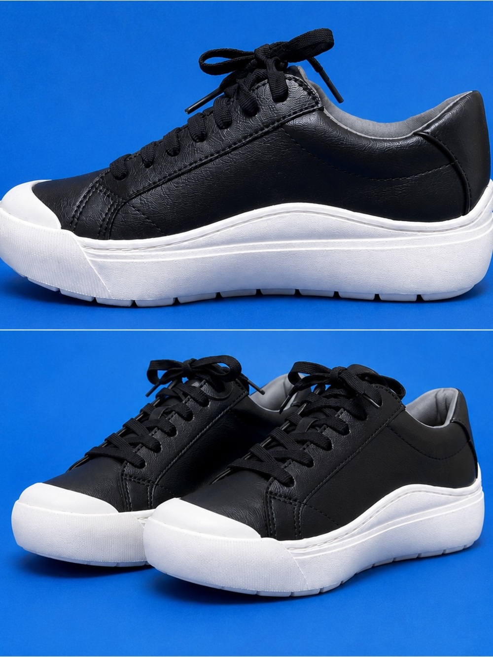 Dr. Scholl's Black and White Platform Lace-Up Sneakers